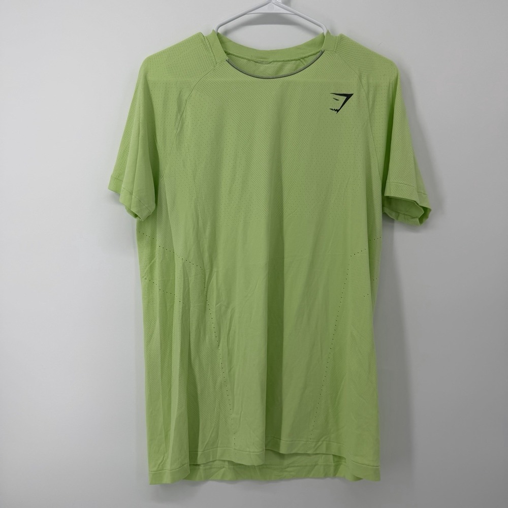 Gymshark Short Sleeve Workout‎ Top Men's Size Medium Neon Yellow Shirt Gym Lift
